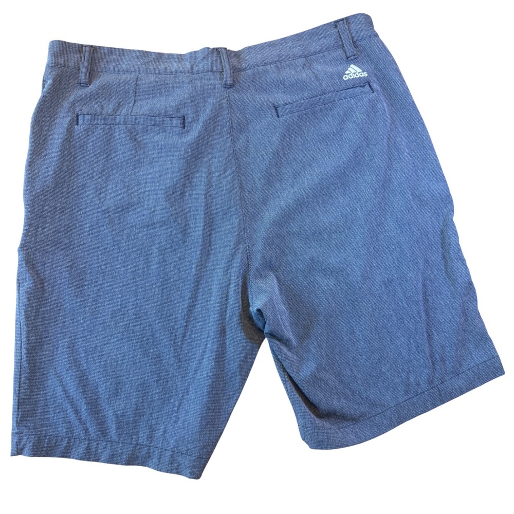 Adidas Golf Shorts Mens 34 Blue Heather Performance Athletic Flat Front 9 Inseam - Picture 4 of 6